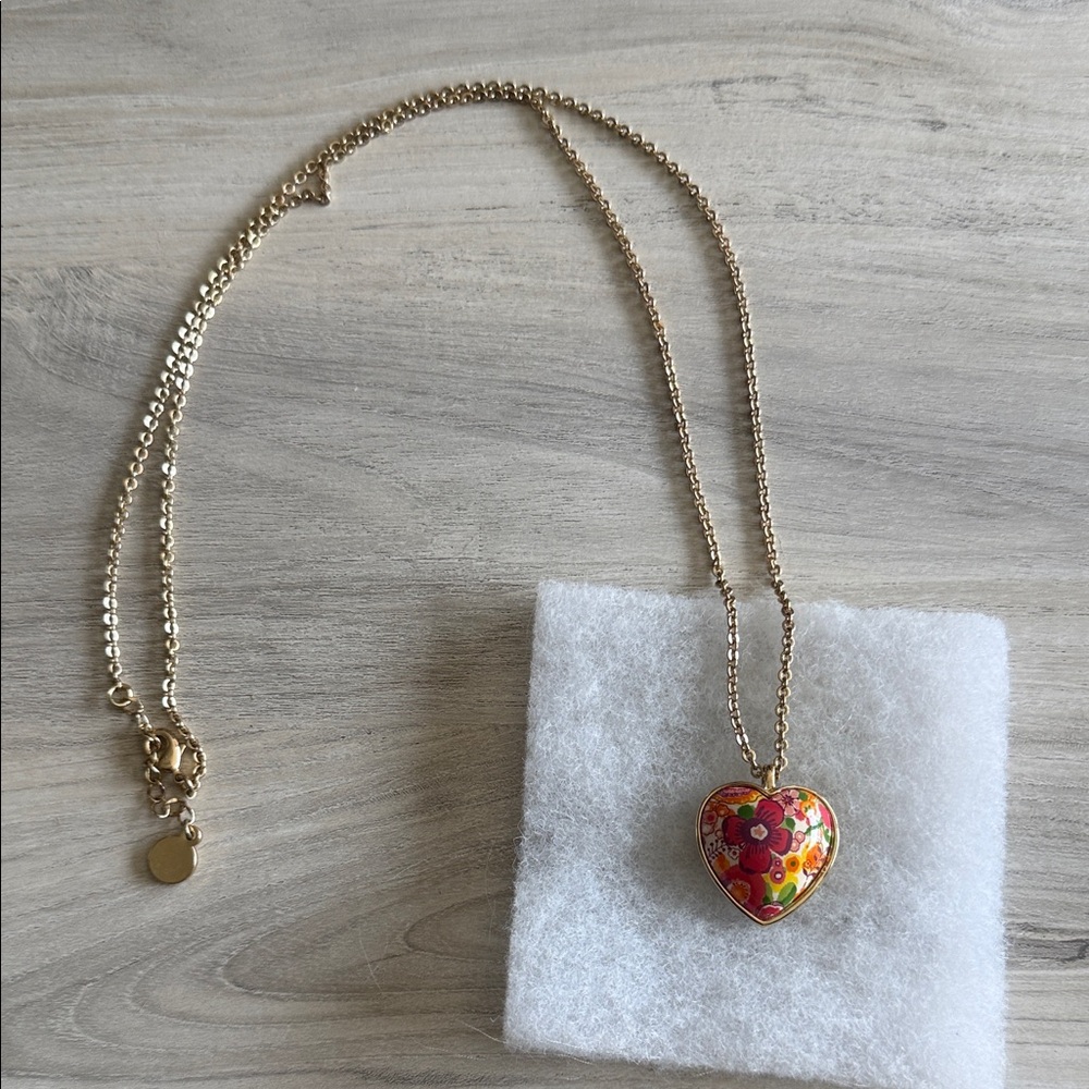 Vera Bradley Gold Heart Necklace with Floral Accents